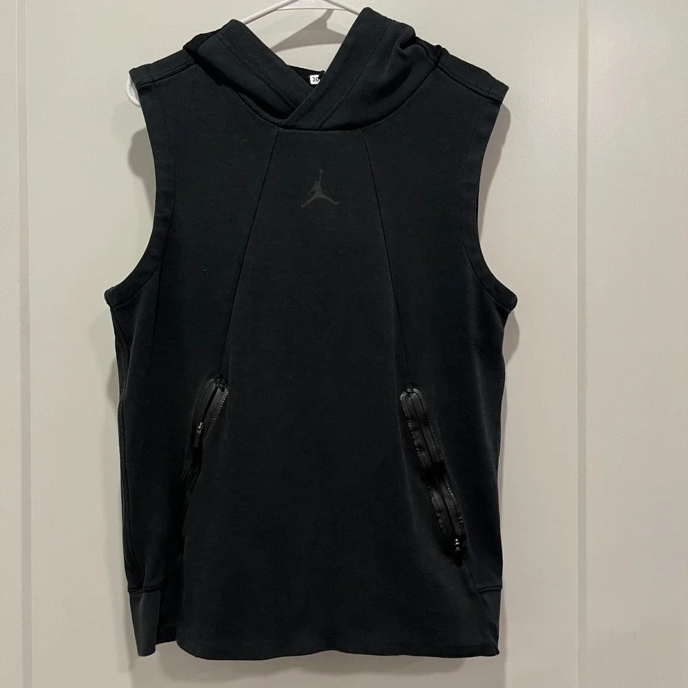 Jordan Mens Sleeveless Hoodie Black Jumpman Pullover Vest Small 3022